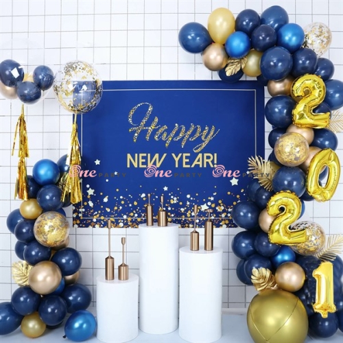 T31755 Set bóng Happy New Year màu xanh nhé