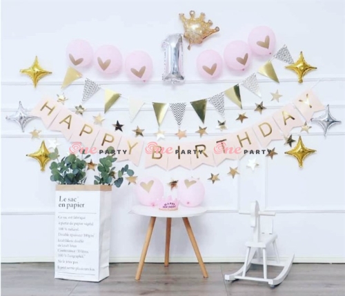 3932 Set bóng trang trí hồng pastel