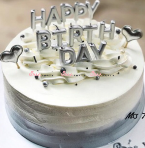 Nến chữ HPBD bạc nhũ - hộp