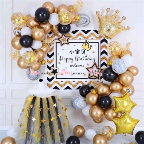 22166 Set bóng trang trí vàng vương miện - bộ