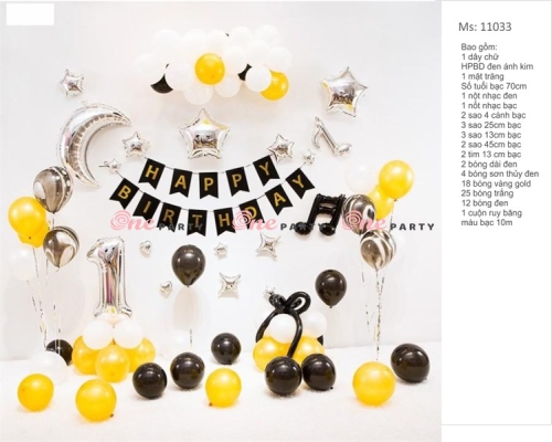 11033 Set bóng trang trí vàng đen - bộ