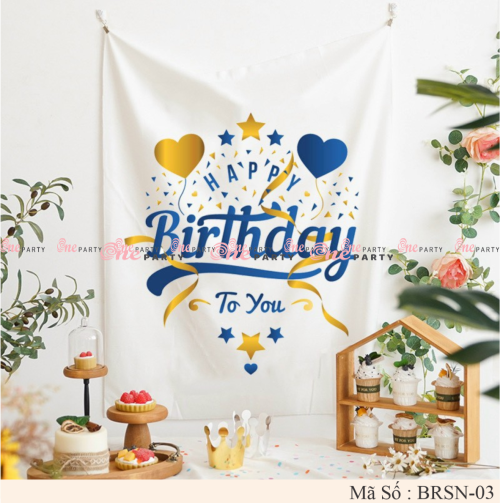 BAKCDROP SINH NHẬT HAPPY BIRTHDAY  XANH NGANG 90 X 1M2 