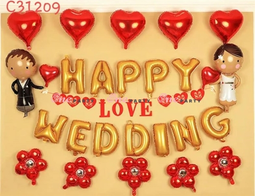 C31209 Set bóng HPWD vàng và love tim