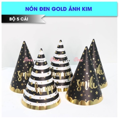 Nón ánh kim đen vàng - túi/5c
