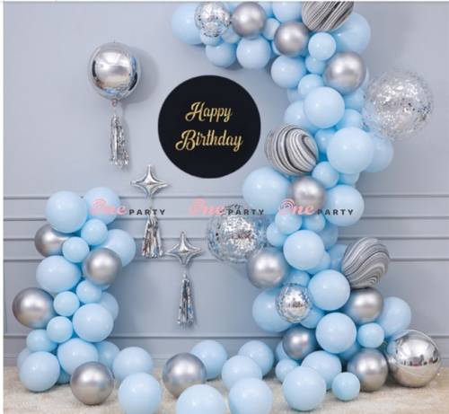 31985 set bóng xanh pastel + chomre bạc