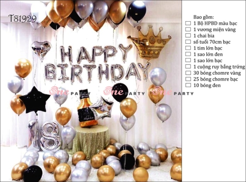 T81929 Set bóng vươn miện vàng - bộ