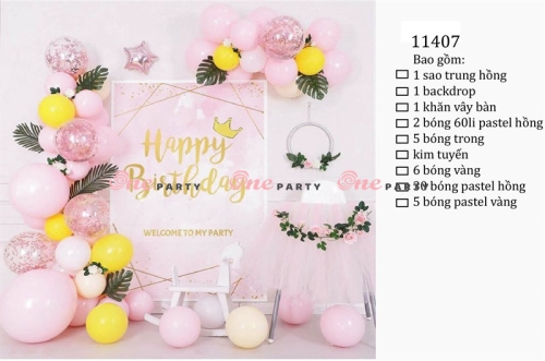 11407 Set bóng baby hồng - bộ