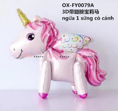 Ngựa sừng 3D có cánh hồng - cái