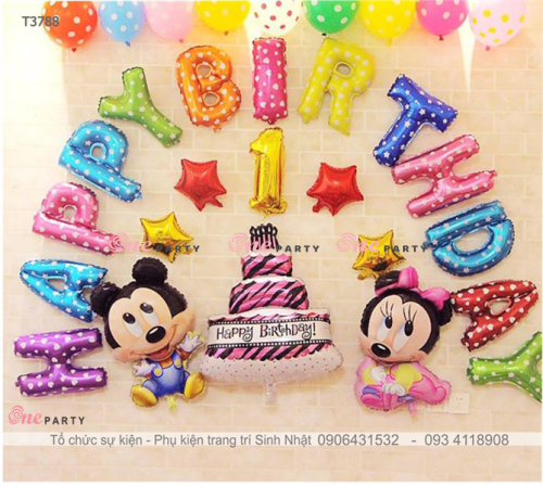 T3788 set bóng chuột mickey ngồi và số 1 vàng