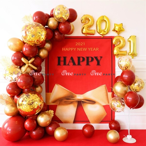 T31799 Set bóng Happy new year đỏ - bộ