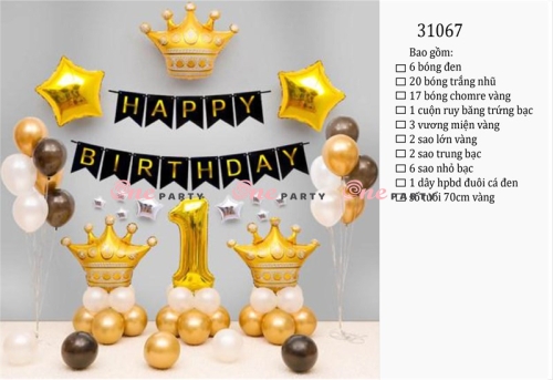 31067 Set bóng HPBD & VM vàng - bộ