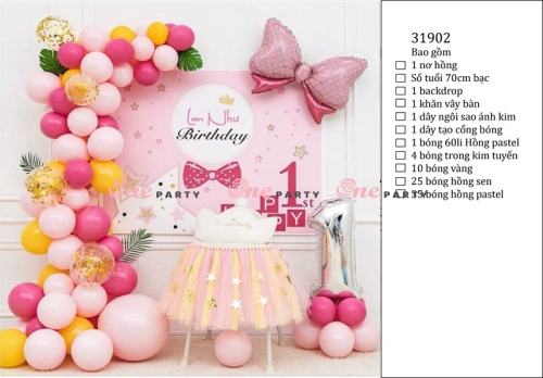 31902 Set bóng nơ hồng - bộ