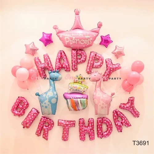 T3691 set bóng hươu cao cổ và vươn miện hồng