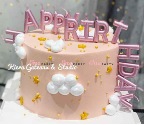 Nến chữ HPBD hồng nhũ - bộ
