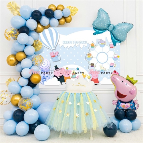 31923 Set bóng nơ xanh heo peppa - bộ