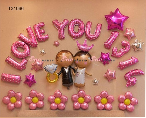 T31066 set bóng i love you hồng và CD-CR