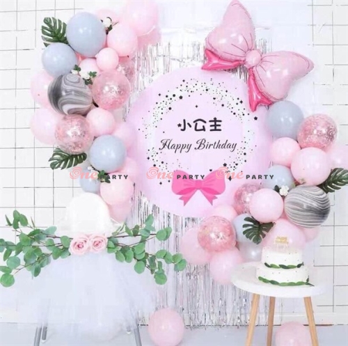 11600 Set bóng nơ hồng (tông xám hồng) bộ