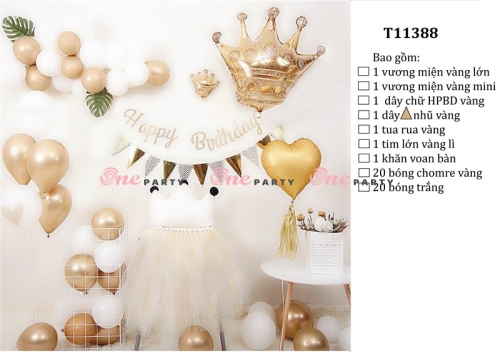 T11388 Set bóng trang trí trắng và vàng chomre - bộ