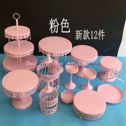 Kệ phụ kiện trang trí cao cấp hồng - bộ/12 món