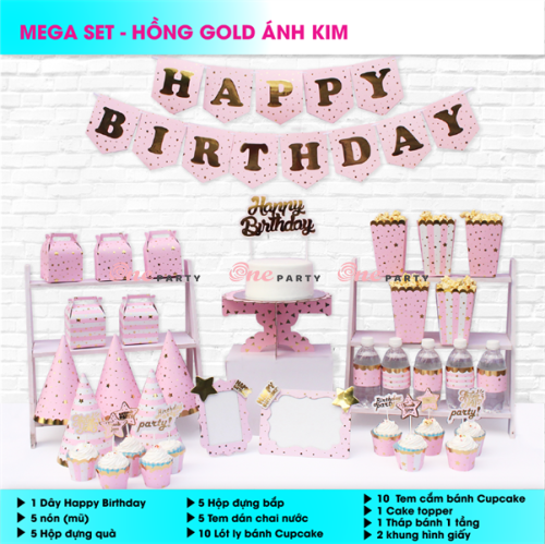 Set 5 món Hồng Vàng Gold ánh kim